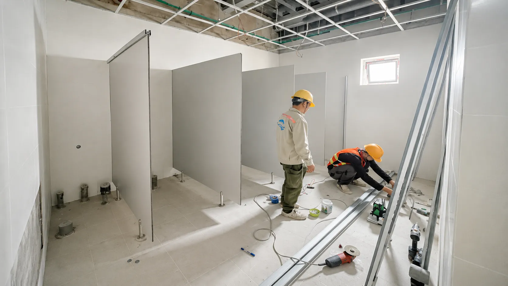 Quy trình thi công vách ngăn Compact HPL chuyên nghiệp – Vách Ngăn Miền Tây